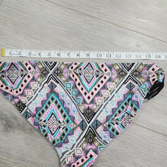 OP Swimsuit Bottom Only Large 11-13 Black Aztec Strappy - Picture 5 of 5